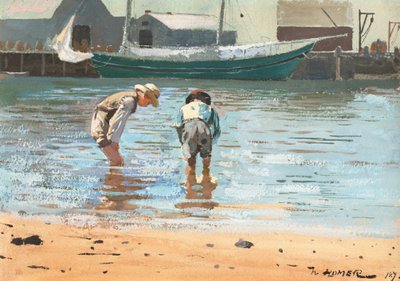 男孩涉水，1873年。 作者 温斯洛·荷马