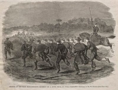 1862年在约克镇附近的叛军步枪坑上负责第一马萨诸塞州军团。 作者 温斯洛·荷马