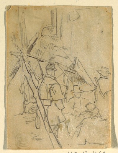 绘画，军队营地，1862 年 作者 温斯洛·荷马
