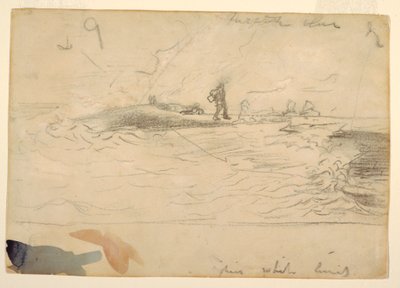 素描，海滩场景，英格兰，1881-82 年 作者 温斯洛·荷马
