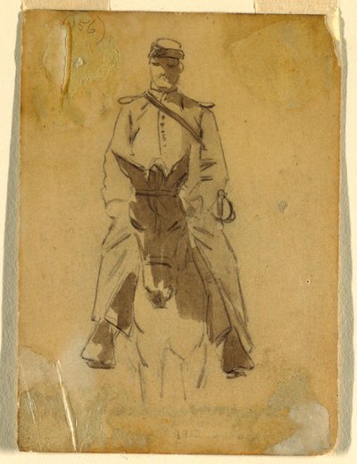 绘图，骑兵军官和他的马头，1862 年 作者 温斯洛·荷马