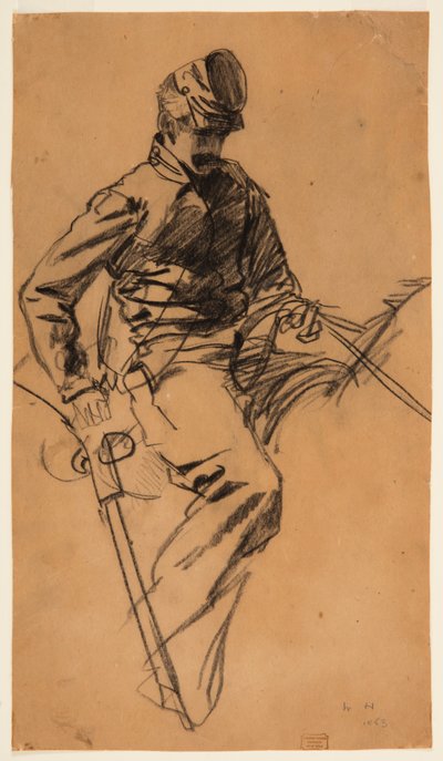 素描，骑兵马背上的士兵，1863 年 作者 温斯洛·荷马