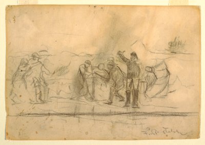 素描，《沉船》初稿，1885-86 年 作者 温斯洛·荷马