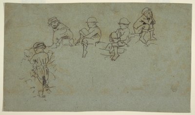 素描，五幅少年素描，约 1872 年 作者 温斯洛·荷马