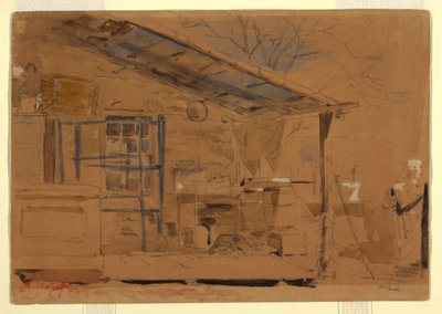 素描，带门廊的房屋，约 1858-60 年 作者 温斯洛·荷马