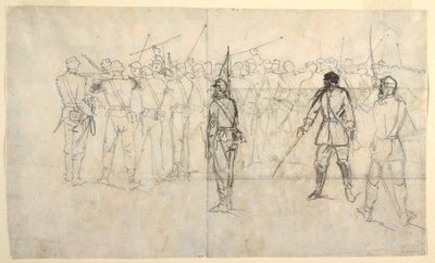 绘图，步兵步枪操练，西克斯团，1862 年 作者 温斯洛·荷马