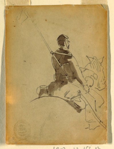 绘图，马背上的骑兵，1862 年 作者 温斯洛·荷马