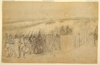 绘图，行进中的步兵纵队，约 1862 年 作者 温斯洛·荷马