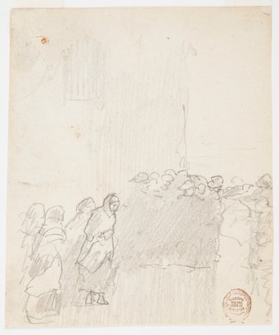 素描，《眺望大海的男人和女人》，英格兰库勒科茨，1881 年 作者 温斯洛·荷马