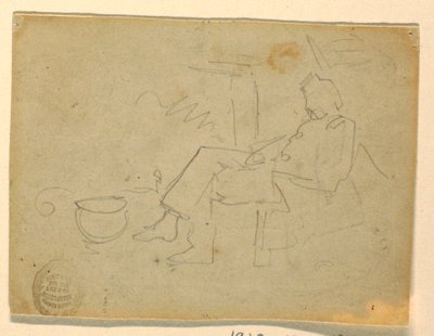 素描，坐着的士兵，1862 年 作者 温斯洛·荷马