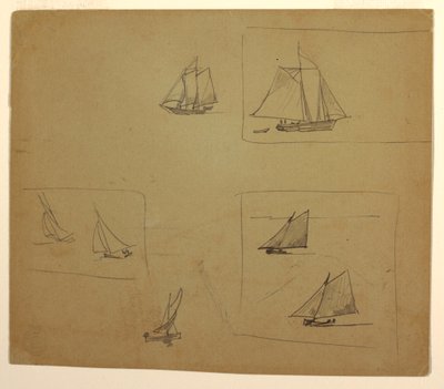 素描，帆船素描，1881-1882 年 作者 温斯洛·荷马