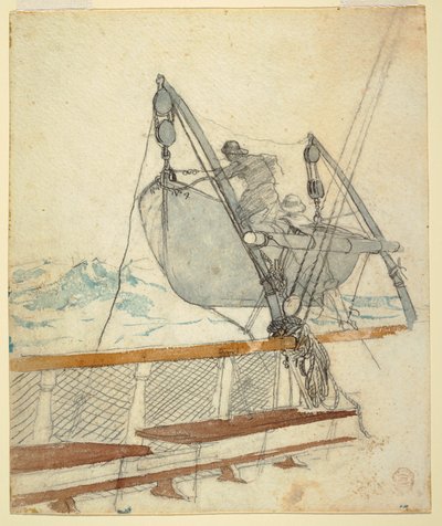 素描，《危难信号》研究，1881 年 作者 温斯洛·荷马