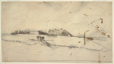 素描，1881-82 年渔民撒网的三艘船 作者 温斯洛·荷马