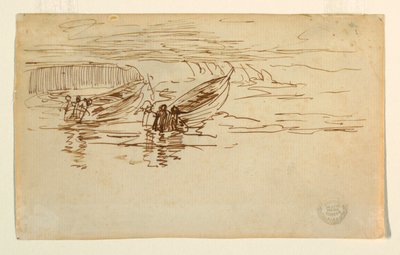 图画，1881 年英国，两艘多莉艇下水 作者 温斯洛·荷马