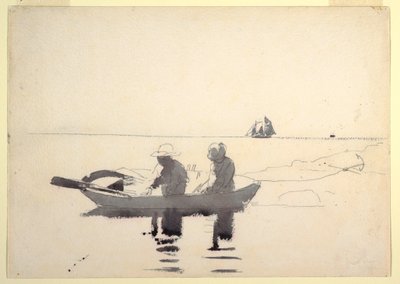 素描，《划艇上的两个人物》，1880 年 作者 温斯洛·荷马