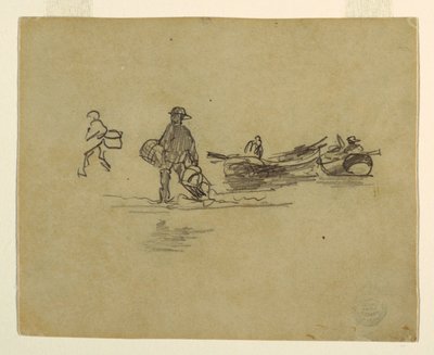 素描，两个渔民，英国，1881-82 年 作者 温斯洛·荷马