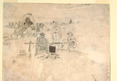 素描，两个号手研究，1862-64 年 作者 温斯洛·荷马