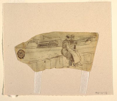 素描，《两个坐在墙上的女人》，英格兰库勒科茨，1881-82 年 作者 温斯洛·荷马