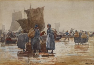 Cullercoats海滩上的渔民 作者 温斯洛·荷马