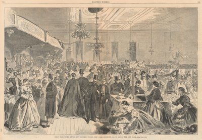 1861 年 12 月在纽约市集会室举行的盛大集会，以帮助城市贫民；摘自哈珀 作者 温斯洛·荷马