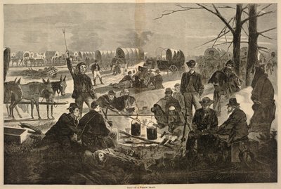 一列马车的停顿，摘自《哈珀周刊》，1864 年 2 月 6 日 作者 温斯洛·荷马
