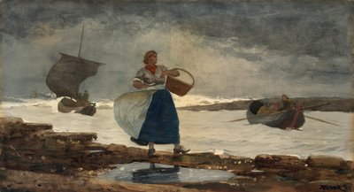 酒吧内，1883年。 作者 温斯洛·荷马