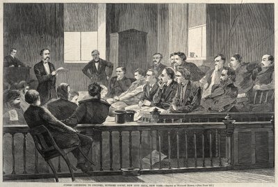 1869年，纽约新市政厅，最高法院陪审员，听取法律顾问的意见。 作者 温斯洛·荷马