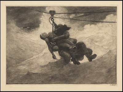 《生命线》，1884年，大约于1940年印制 作者 Winslow Homer