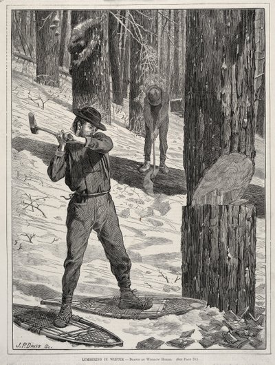 1871年冬季伐木。 作者 温斯洛·荷马