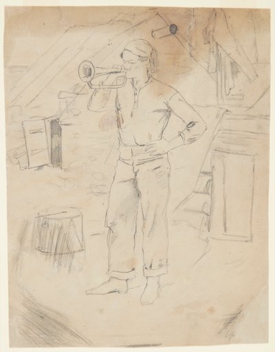 头戴 Zouave 军帽的男子 作者 温斯洛·荷马