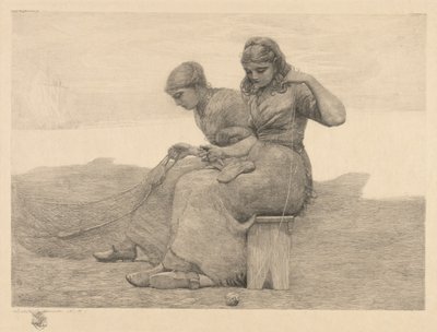 修补眼泪，1888年。 作者 温斯洛·荷马
