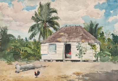 纳索的土著小屋，1885年。 作者 温斯洛·荷马