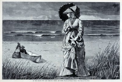海滩上--二人为伴，三人皆无，摘自《哈珀周刊》1872 年 8 月 17 日 作者 温斯洛·荷马