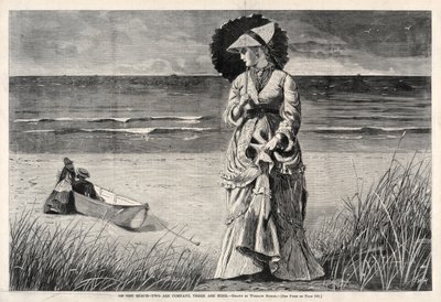 在海滩上-1872年，两个是公司，三个都不是。 作者 温斯洛·荷马