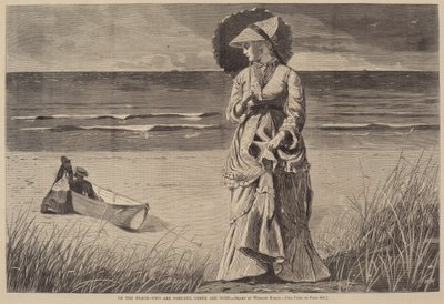 在海滩上--两个人是公司，三个人是没有，1872年出版。 作者 温斯洛·荷马