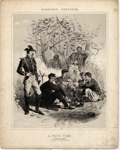 通行证时间：骑兵休息，竞选草图 作者 Winslow Homer