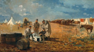1871年在营地的雨天。 作者 温斯洛·荷马