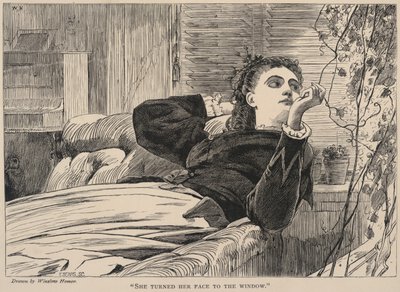 她把脸转向窗外》，选自《银河》，1868 年 5 月 作者 温斯洛·荷马