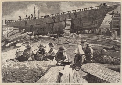 造船，格洛斯特港，1873年出版。 作者 温斯洛·荷马