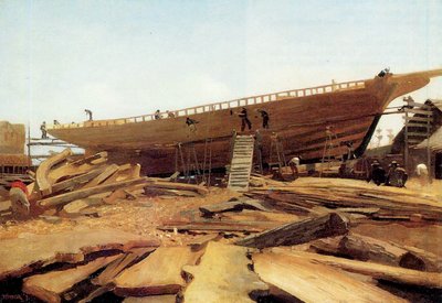 造船，格洛斯特，美国，1871年 作者 温斯洛·荷马