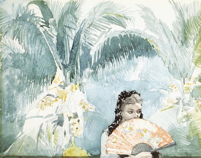 西班牙姑娘与粉丝，1885年 作者 温斯洛·荷马