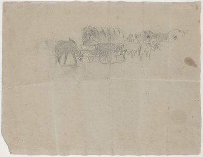 补给列车和骡子[背面]，1864年。 作者 温斯洛·荷马
