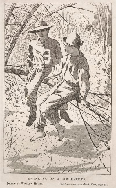 1867年在白桦树上荡秋千。 作者 温斯洛·荷马