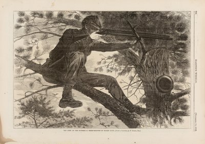 波托马克陆军，尖锐的尖兵士兵，于1862年11月15日在哈珀周刊上发表 作者 温斯洛·荷马