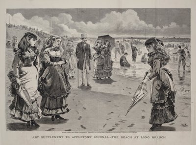 Long Branch的海滩，作为Appleton杂志的艺术增刊出版，1869年8月21日 作者 温斯洛·荷马
