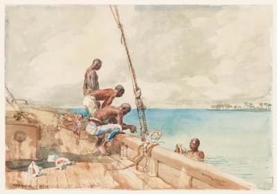 海螺潜水员，1885年（纸上石墨） 作者 温斯洛·荷马