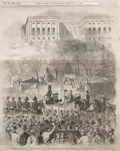 华盛顿的就职游行通过首都大地大门，1861年。 作者 温斯洛·荷马