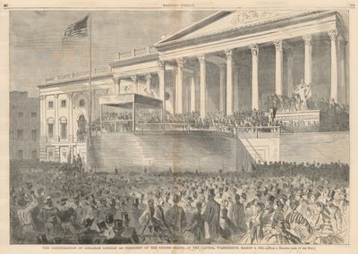 亚伯拉罕-林肯就任美国总统的就职典礼，1861 年 3 月 4 日，华盛顿国会大厦；摘自《哈珀文集》。 作者 温斯洛·荷马