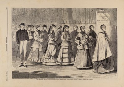 晨练--青年女子学校漫步大道》，摘自《哈珀周刊》1868 年 3 月 28 日 作者 温斯洛·荷马