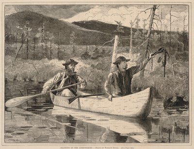 阿迪朗达克山脉的诱捕，摘自《每个星期六》：1870 年 12 月 24 日《精选阅读插图期刊 作者 温斯洛·荷马